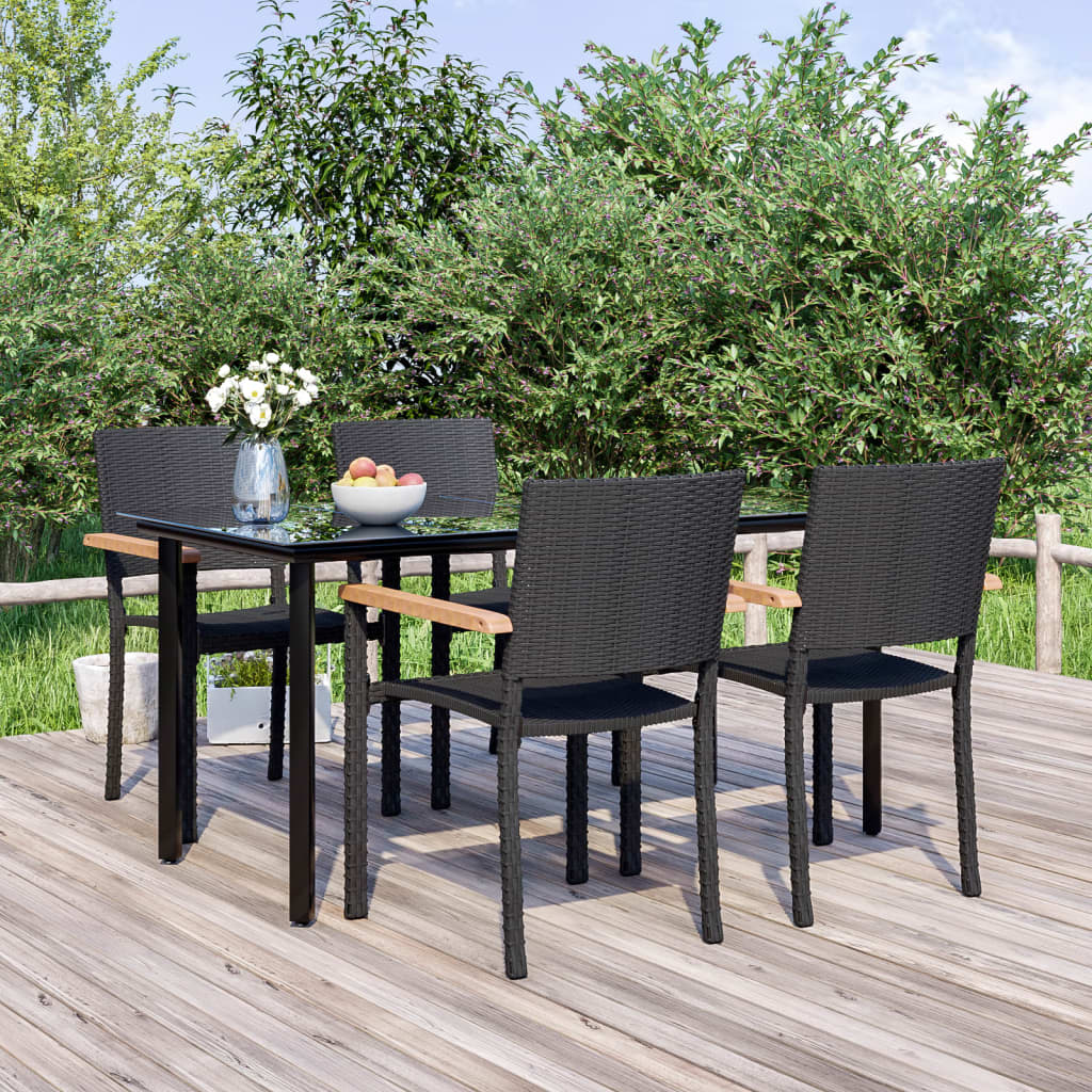 vidaXL 3-delige Tuinset zwart