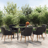 vidaXL 3-delige Tuinset met kussens zwart