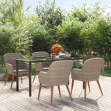 vidaXL 3-delige Tuinset met kussens zwart