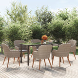 vidaXL 3-delige Tuinset met kussens zwart