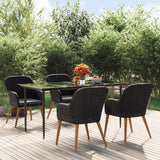 vidaXL 3-delige Tuinset met kussens zwart