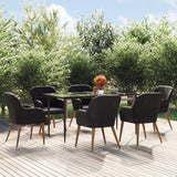 vidaXL 3-delige Tuinset met kussens zwart