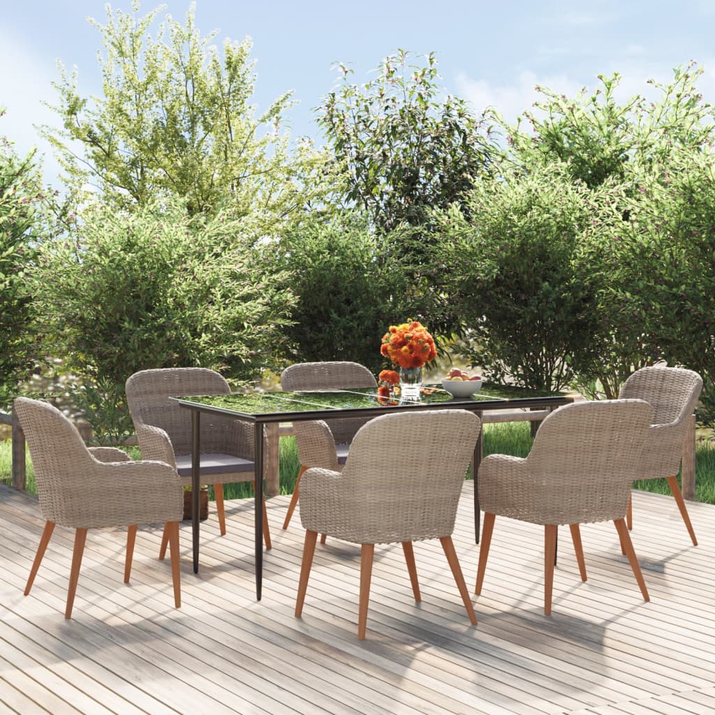 vidaXL 3-delige Tuinset met kussens zwart