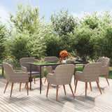 vidaXL 3-delige Tuinset met kussens zwart