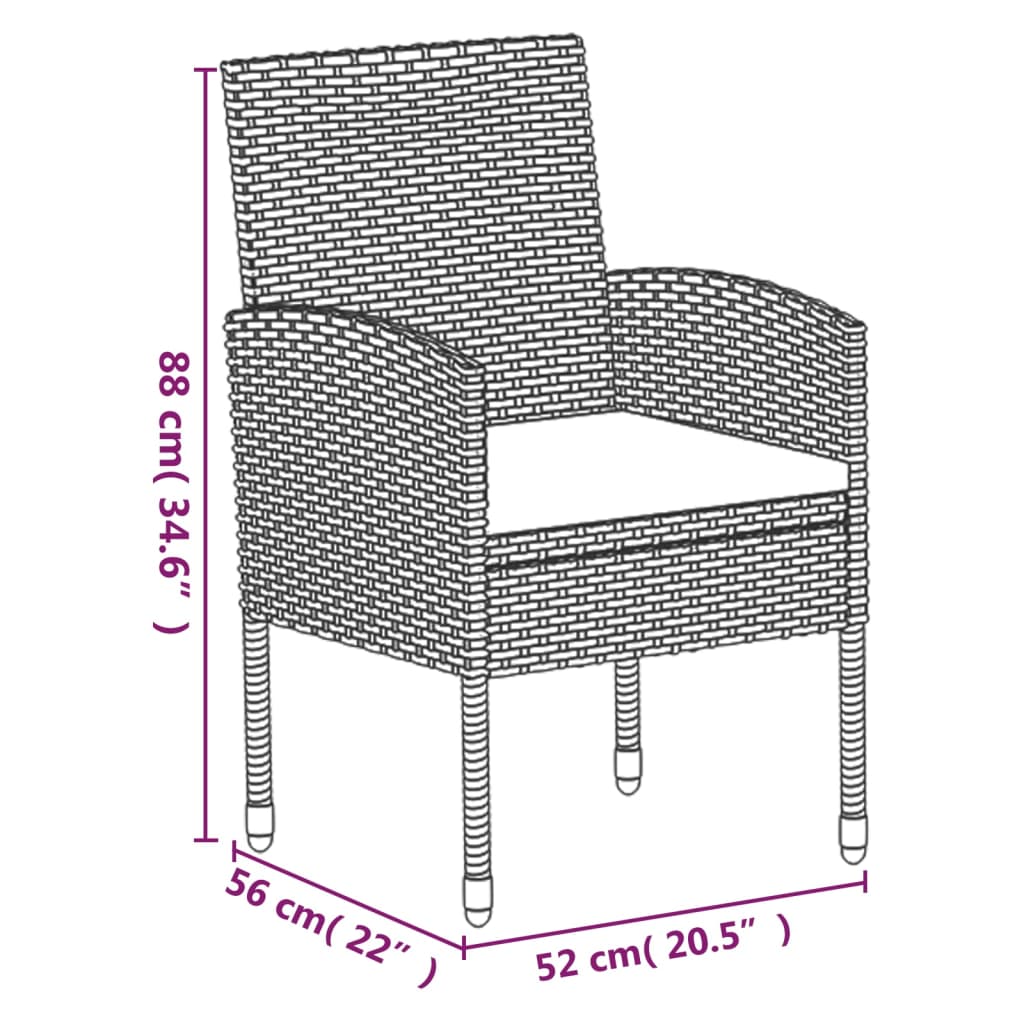 vidaXL 3-delige Tuinset zwart