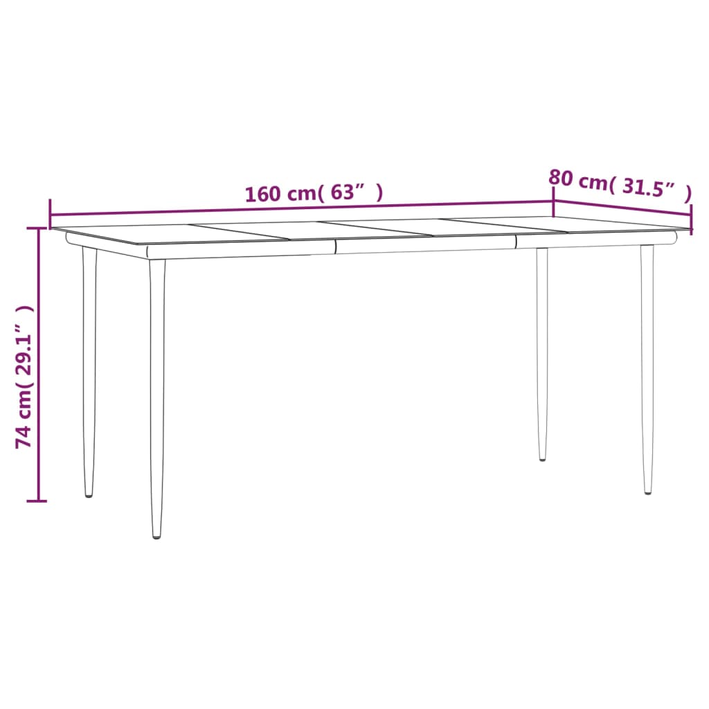 vidaXL 3-delige Tuinset zwart