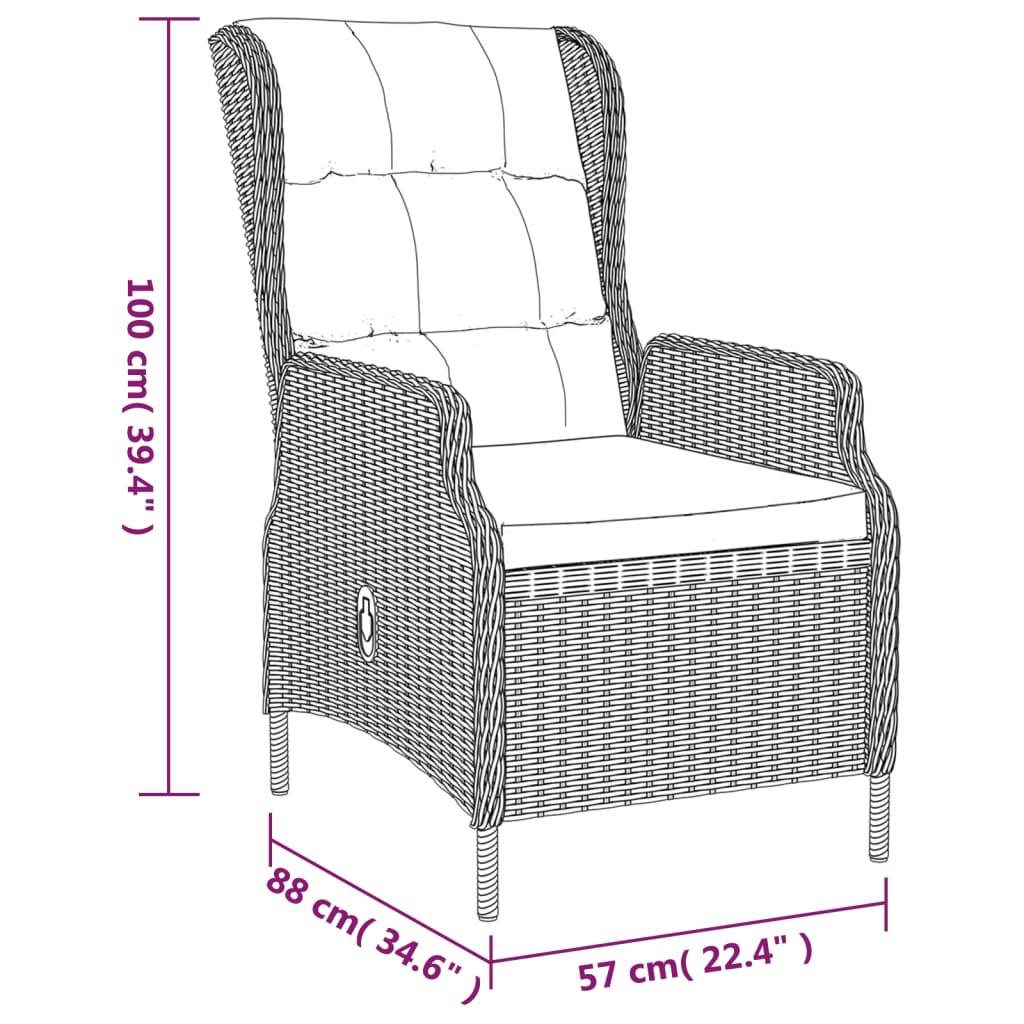 vidaXL 3-delige Tuinset donkergrijs