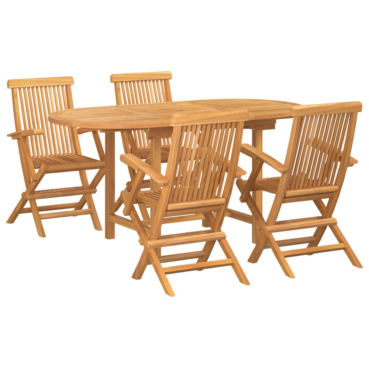 vidaXL Tuin Eettafel Set 5 pcs Bruin Massief Teakhout