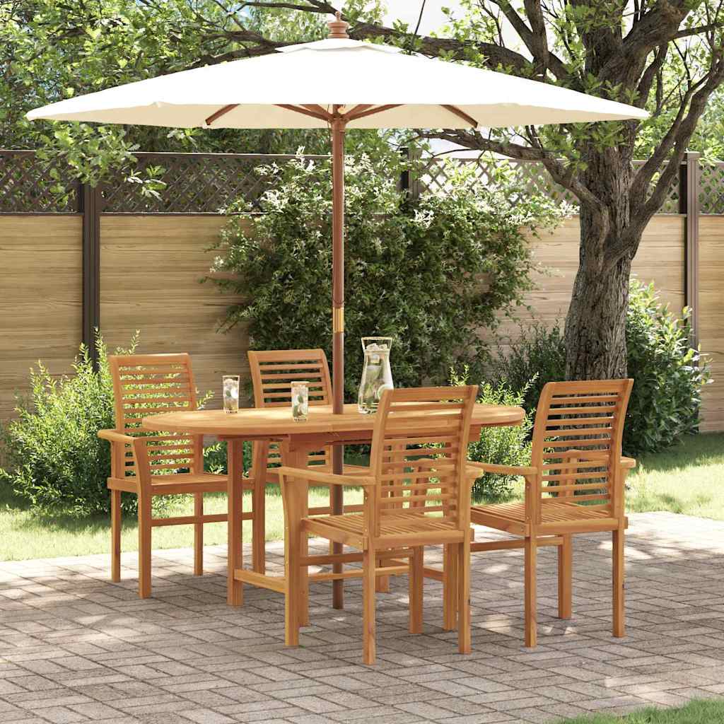 vidaXL Tuin Eettafel Set 5 pcs Bruin Massief Teakhout