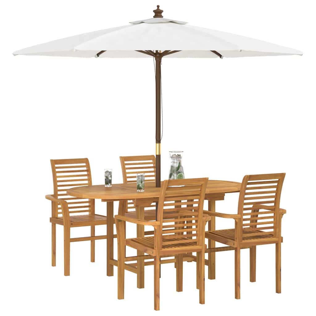 vidaXL Tuin Eettafel Set 5 pcs Bruin Massief Teakhout