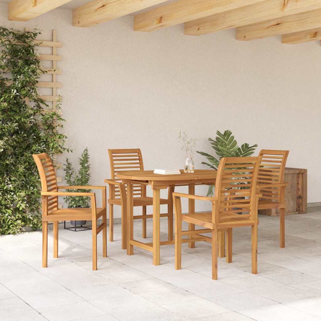 vidaXL Tuin Eettafel Set 5 pcs Bruin Massief Teakhout