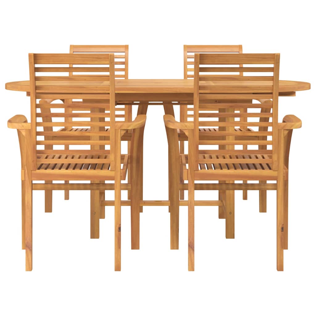 vidaXL Tuin Eettafel Set 5 pcs Bruin Massief Teakhout