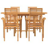 vidaXL Tuin Eettafel Set 5 pcs Bruin Massief Teakhout