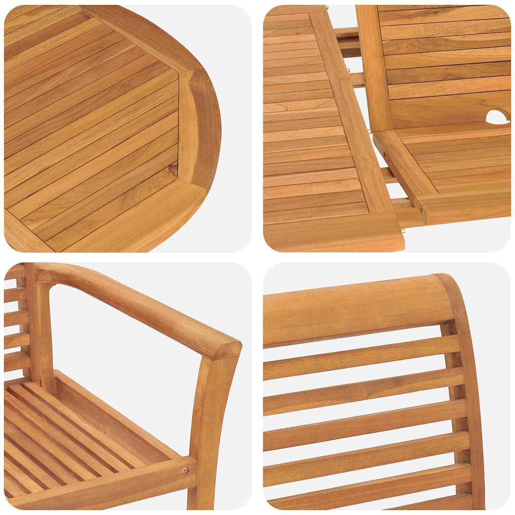 vidaXL Tuin Eettafel Set 5 pcs Bruin Massief Teakhout