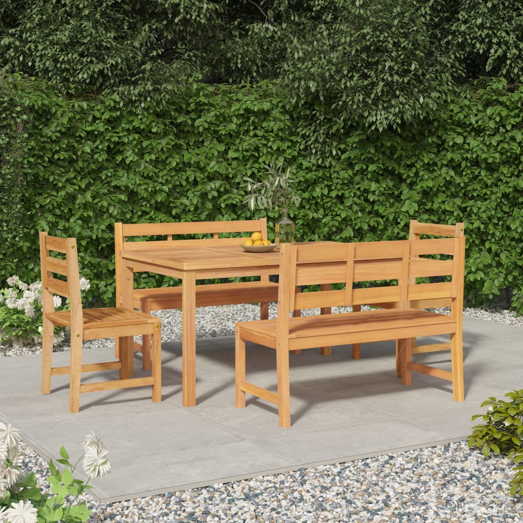 vidaXL 5-delige Tuinset massief teakhout