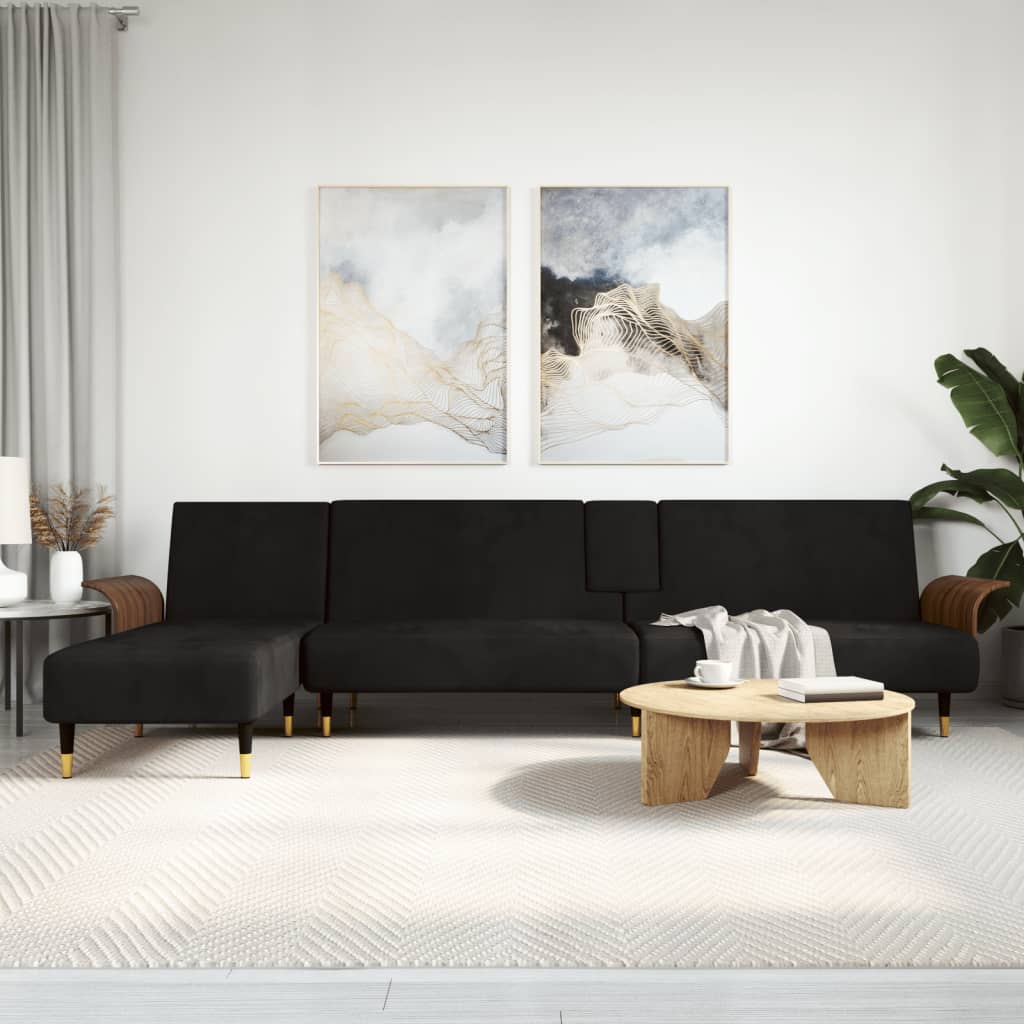 vidaXL L-Shaped Sofa Bed 279x140x70 cm Velvet Dark Grey