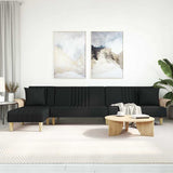 vidaXL Slaapbank L-vormig 279x140x70 cm stof lichtgrijs