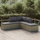 vidaXL 6-delige Loungeset met kussens poly rattan grijs