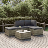 vidaXL 6-delige Loungeset met kussens poly rattan grijs