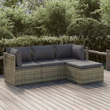 vidaXL 6-delige Loungeset met kussens poly rattan grijs