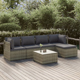 vidaXL 6-delige Loungeset met kussens poly rattan grijs