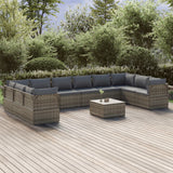 vidaXL 6-delige Loungeset met kussens poly rattan grijs