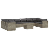 vidaXL 6-delige Loungeset met kussens poly rattan grijs