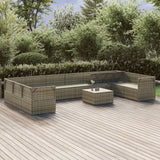 vidaXL 6-delige Loungeset met kussens poly rattan grijs