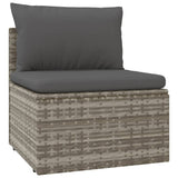 vidaXL 6-delige Loungeset met kussens poly rattan grijs