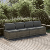 vidaXL 4-delige Loungeset met kussens poly rattan grijs