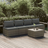 vidaXL 4-delige Loungeset met kussens poly rattan grijs