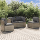 vidaXL 4-delige Loungeset met kussens poly rattan grijs