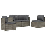 vidaXL 4-delige Loungeset met kussens poly rattan grijs