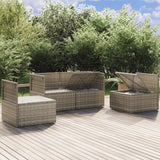 vidaXL 4-delige Loungeset met kussens poly rattan grijs