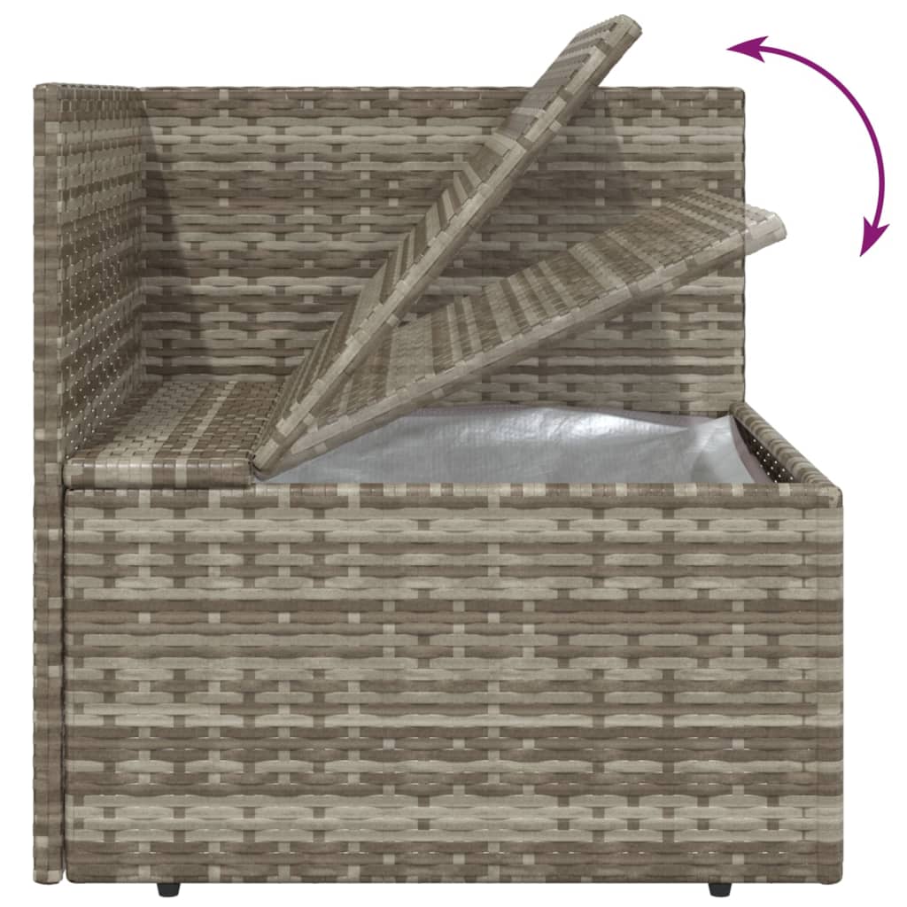 vidaXL 4-delige Loungeset met kussens poly rattan grijs