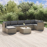 vidaXL 6-delige Loungeset met kussens poly rattan grijs