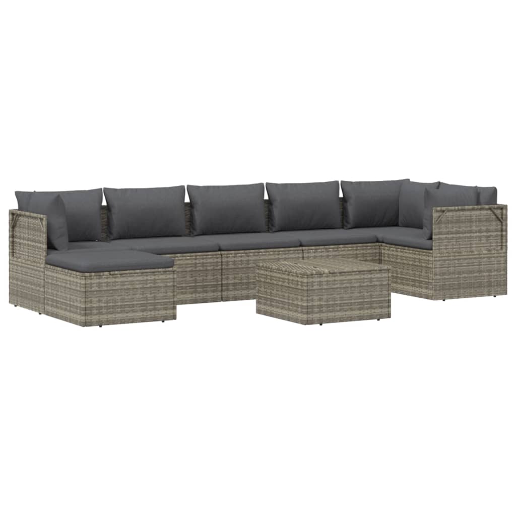 vidaXL 6-delige Loungeset met kussens poly rattan grijs