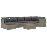 vidaXL 6-delige Loungeset met kussens poly rattan grijs