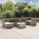 vidaXL 6-delige Loungeset met kussens poly rattan grijs