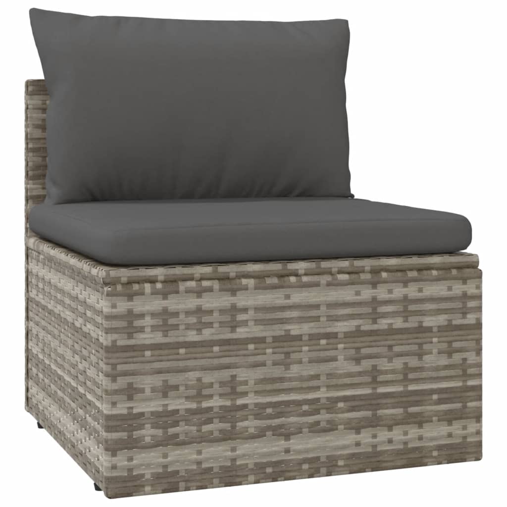 vidaXL 6-delige Loungeset met kussens poly rattan grijs