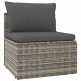 vidaXL 6-delige Loungeset met kussens poly rattan grijs