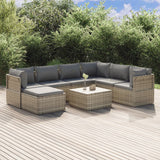 vidaXL 6-delige Loungeset met kussens poly rattan grijs