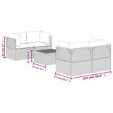 vidaXL 6-delige Loungeset met kussens poly rattan grijs