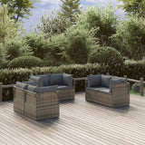 vidaXL 7-delige Loungeset met kussens poly rattan grijs