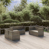vidaXL 7-delige Loungeset met kussens poly rattan grijs