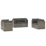 vidaXL 7-delige Loungeset met kussens poly rattan grijs