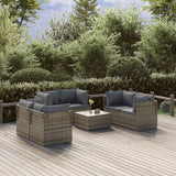 vidaXL 7-delige Loungeset met kussens poly rattan grijs