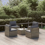 vidaXL Tuinmiddenbanken 4 st 57x57x56 cm poly rattan grijs