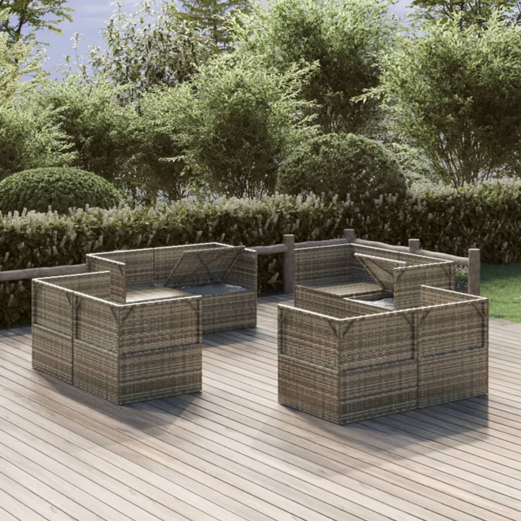 vidaXL Tuinmiddenbanken 4 st 57x57x56 cm poly rattan grijs