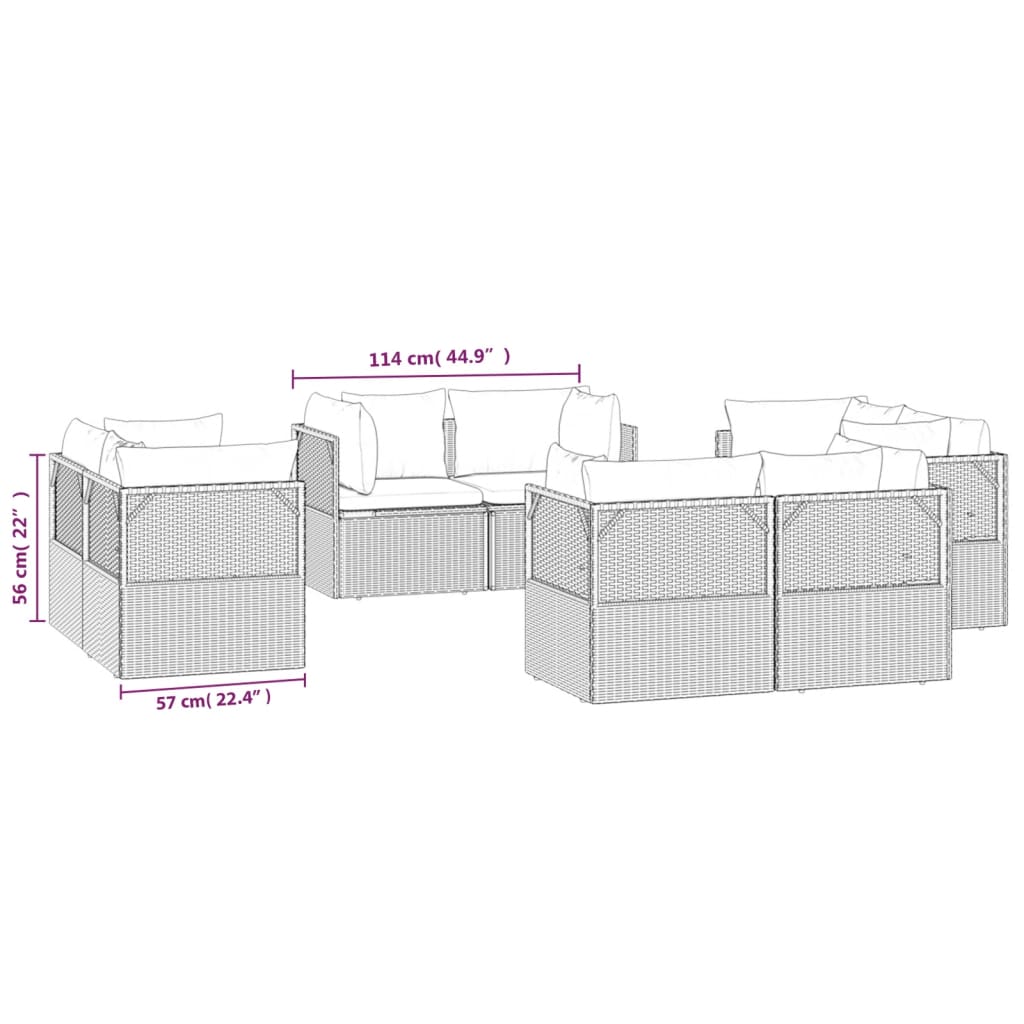 vidaXL Tuinmiddenbanken 4 st 57x57x56 cm poly rattan grijs